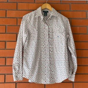 LAUREN RALPH LAUREN Button Front Western Snap Button Floral Long Sleeve Shirt